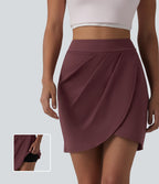 DayStretch Jupe mini casual 2-en-1 bodycon plissée croisée taille haute