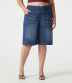 Short en jean Halara Flex™ ample décontracté grande taille ventre plat, taille haute, croisé, à poches