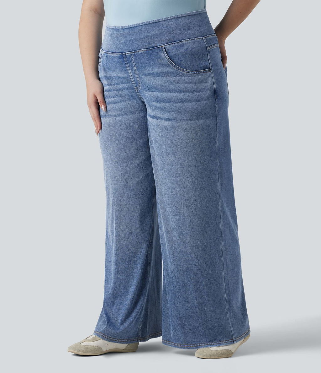 Halara Flex™ Jean large décontracté grande taille taille mi-haute en lyocell lavé avec poches
