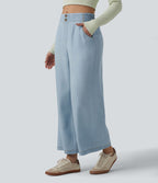 Jean 7/8 ample drapé en lyocell taille mi-haute avec poches