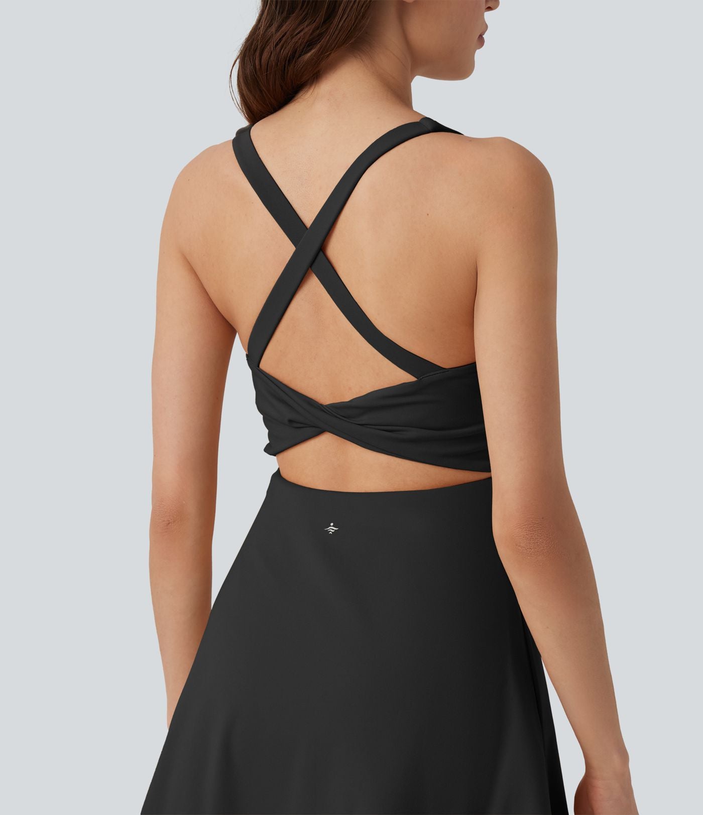Robe sport danse mini 2-en-1 col V dos nu SoftlyZero™ Plush avec poches - Édition Easy Peasy