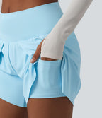 Short de yoga 2-en-1 SoftlyZero™ Airy effet frais InstantCool taille mi-haute 12,5 cm ourlet tulipe avec poches