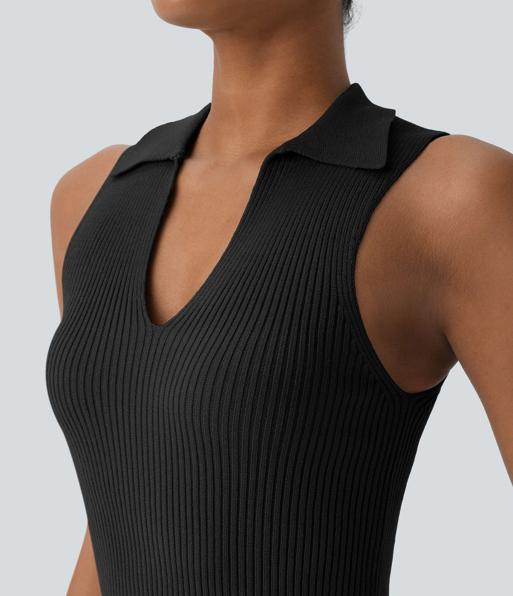 Pull décontracté sans manches à col V