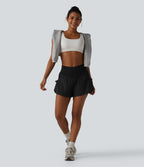 Short de sport ample 2 en 1 taille haute avec poches