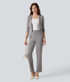 Blazer tailleur waterfall manches longues en crêpe