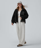 Veste sherpa de randonnée col montant manches longues avec poches