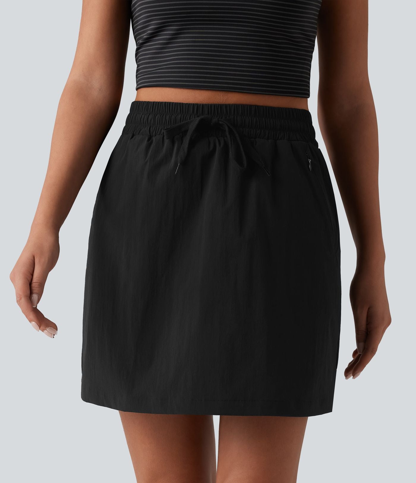Jupe de randonnée 2 en 1 taille haute avec cordon de serrage et poches