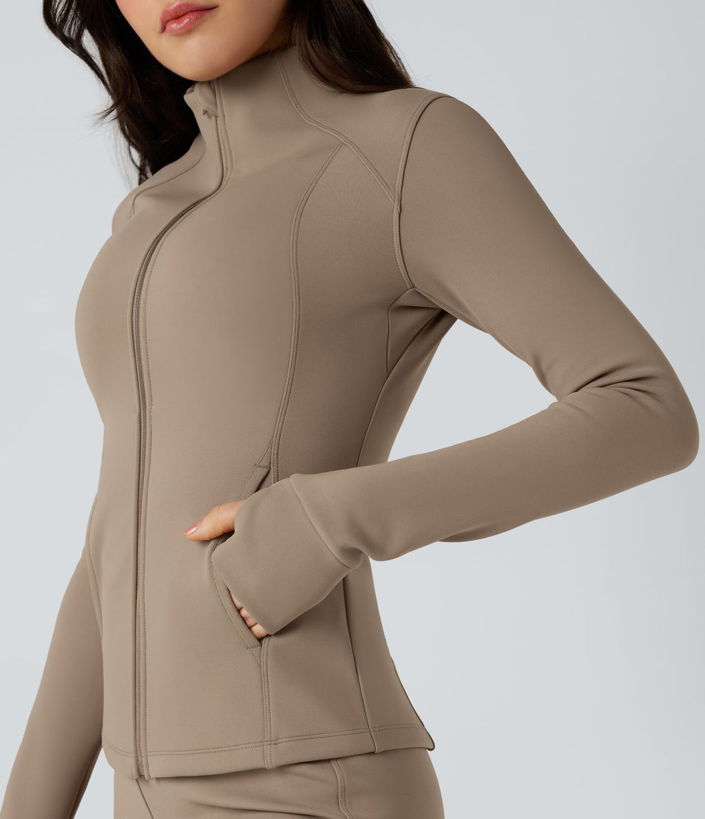 Veste d'entraînement polaire manches longues avec trous pouces et poches