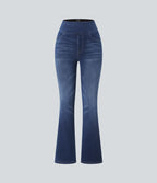 Halara Flex™ Jean bootcut décontracté extensible délavé taille haute à poches multiples