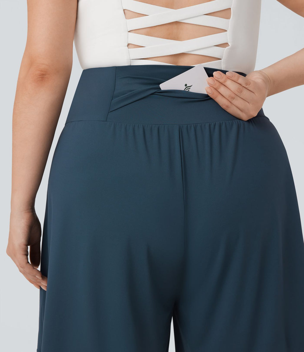 Bermuda de yoga grande taille SoftlyZero™ Airy taille haute effet frais InstantCool avec poches