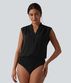Body tailleur sans manches col V
