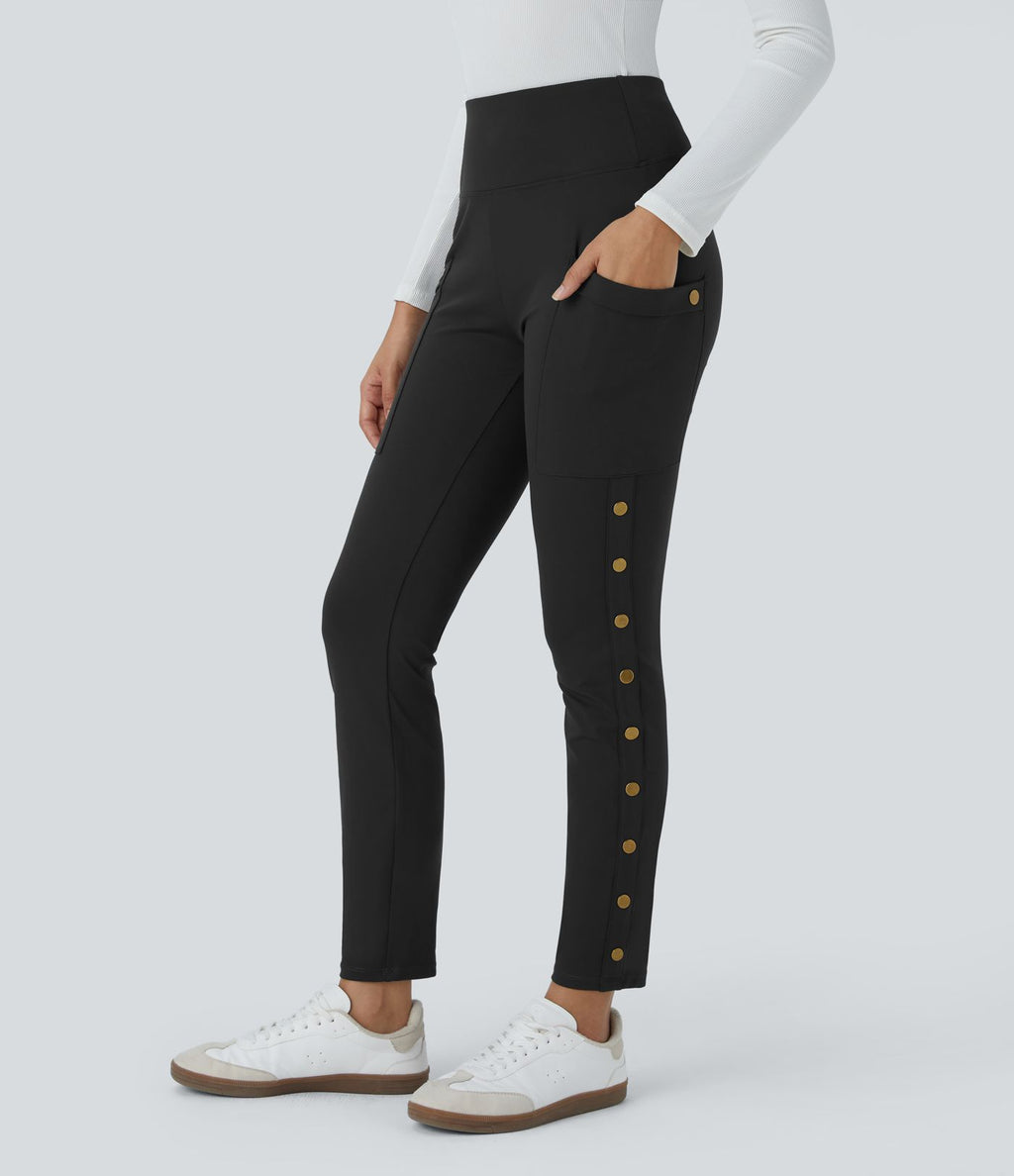Pantalon taille haute ajusté longueur cheville avec poches décoratives DayStretch