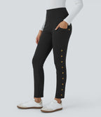 Pantalon taille haute ajusté longueur cheville avec poches décoratives DayStretch