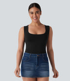 Haut d'intérieur 2-en-1 col U sans manches sans couture OneForm Seamless Flow