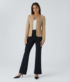 Blazer tailleur ajusté à col rond, manches longues avec boutons décoratifs