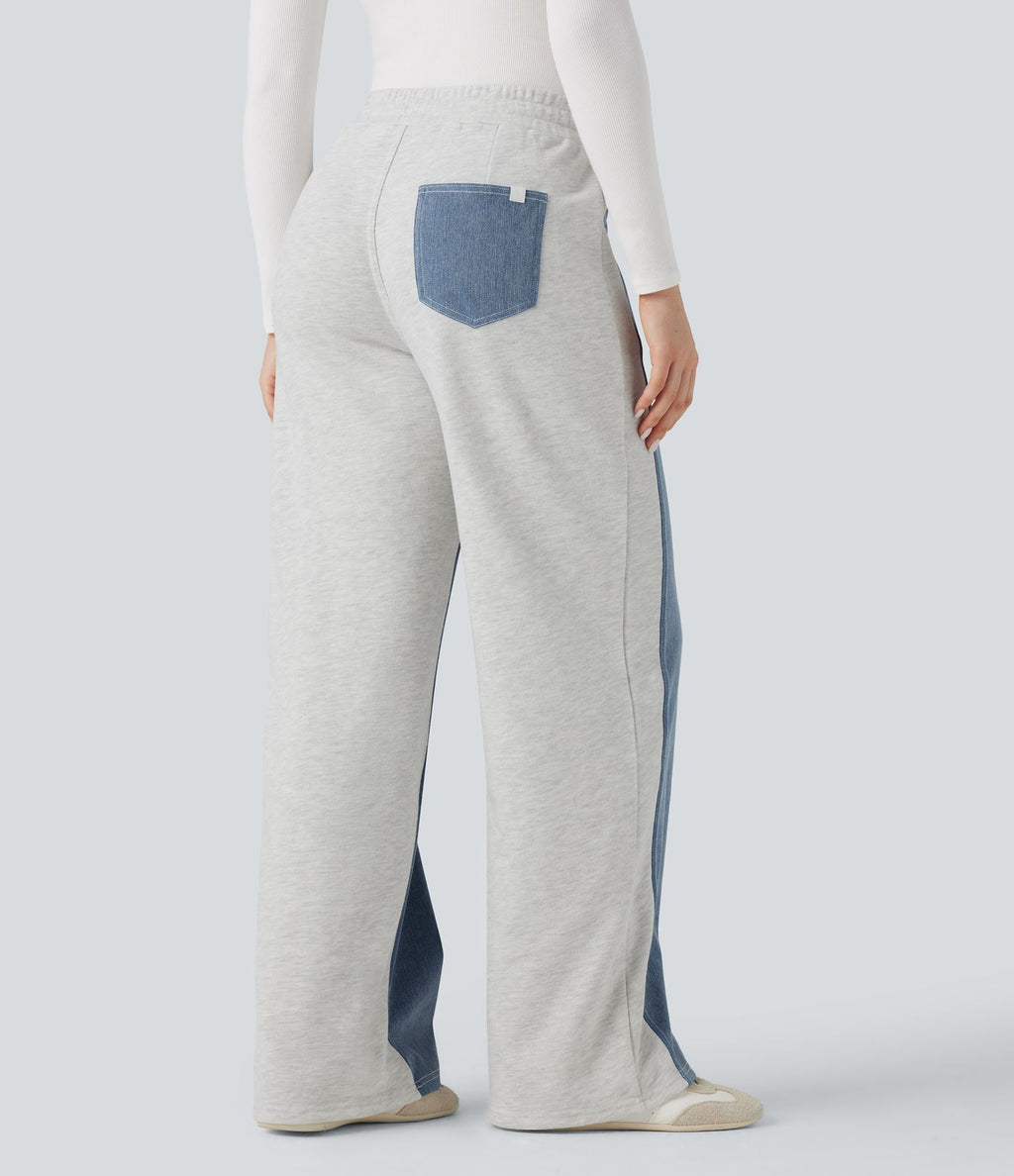 Halara Flex™ Jean larges color block jambes cordon de serrage taille haute avec poches