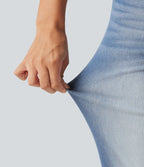 Jean droit Halara Flex™ taille haute gainant délavé avec poches