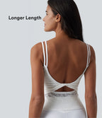 Débardeur yoga SoftlyZero™ col U dos nu torsadé dentelle avec brassière intégrée - longueur extended