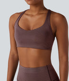 Brassière de sport d'entraînement soutien moyen dos nageur à rayures