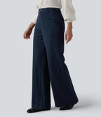 Pantalon Halara Flex™ tailleur large taille mi-haute à rayures à effet frais InstantCool et poches