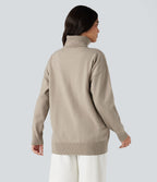 Pull tailleur col montant manches longues - Réversible devant et dos