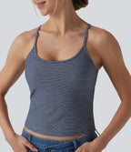 Top débardeur denim décontracté Halara Flex™ col U brassière intégrée rayé
