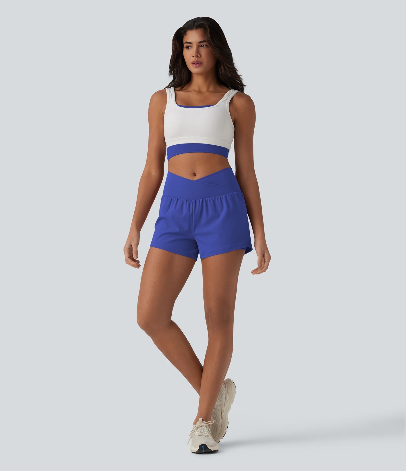 Short de yoga 2-en-1 SoftlyZero™ Airy croisé taille haute 7,5 cm effet frais InstantCool avec poches