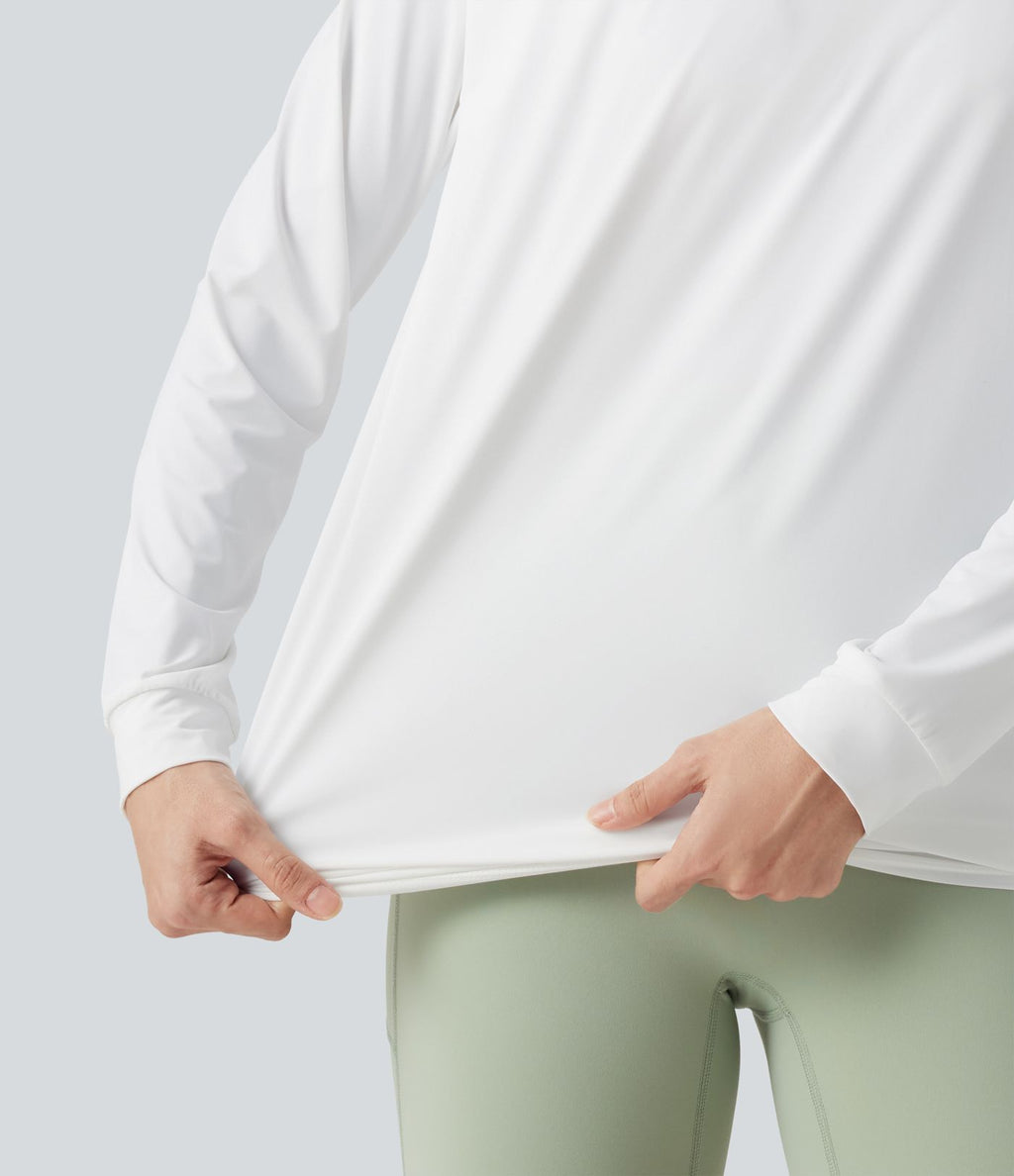 Haut de yoga effet frais InstantCool longueur allongée à manches longues avec encolure arrondie, fronces et protection solaire UPF50+
