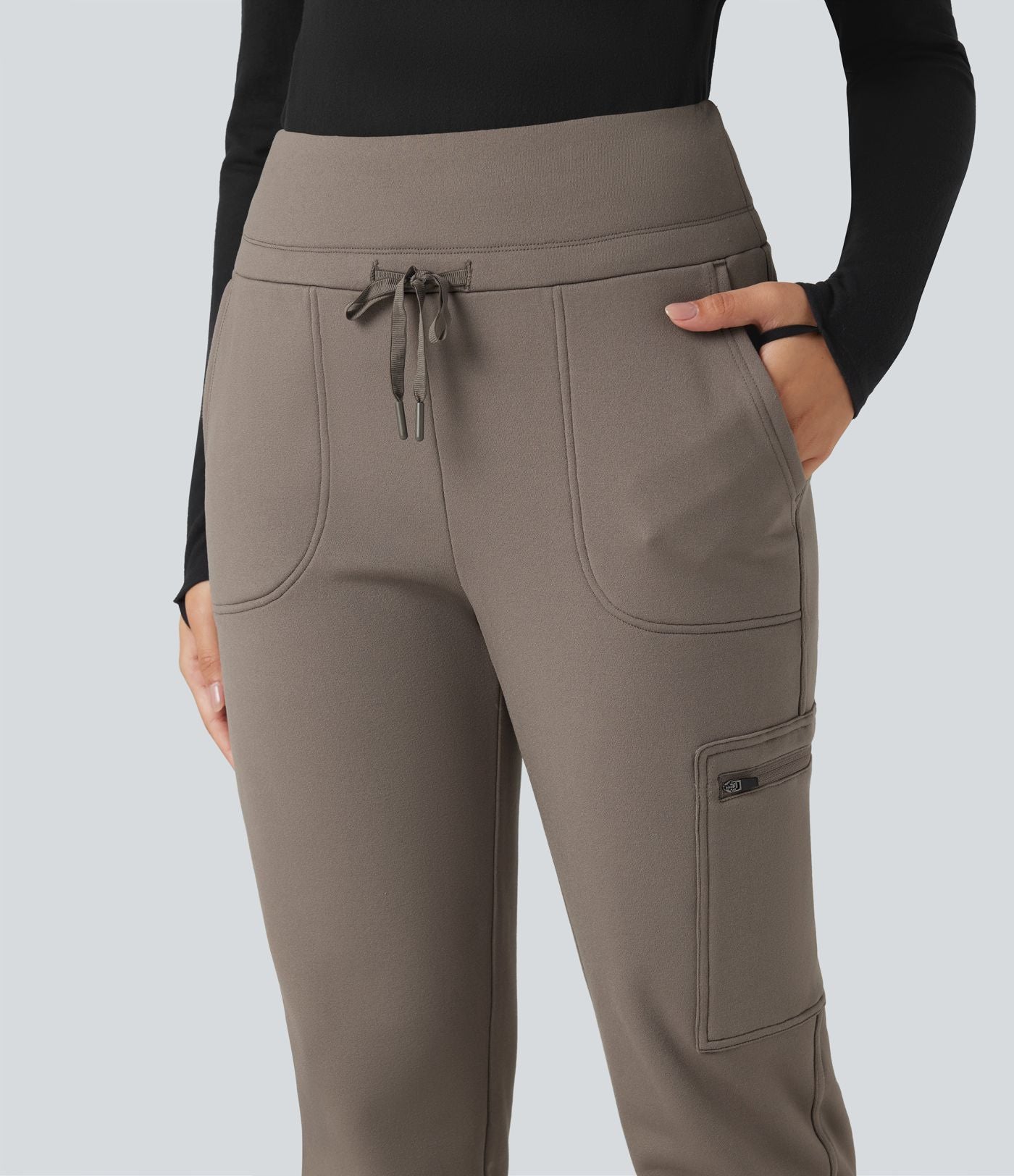 Jogging de randonnée polaire fuselé taille haute avec cordon de serrage et poches