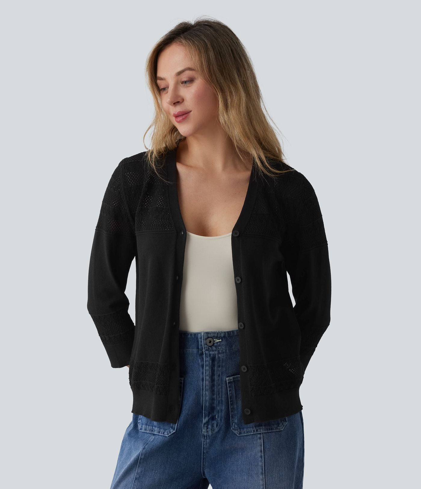 Gilet de travail col V boutonnage crochet