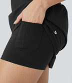 Short yoga 2-en-1 SoftlyZero™ Airy effet frais InstantCool taille très haute 12,5 cm avec poches, longueur allongée