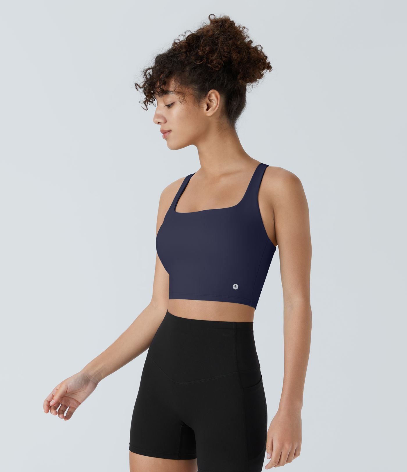Débardeur yoga court SoftlyZero™ Airy col carré dos nu bretelles croisées effet frais InstantCool, bonnets A-C, protection solaire UPF50+