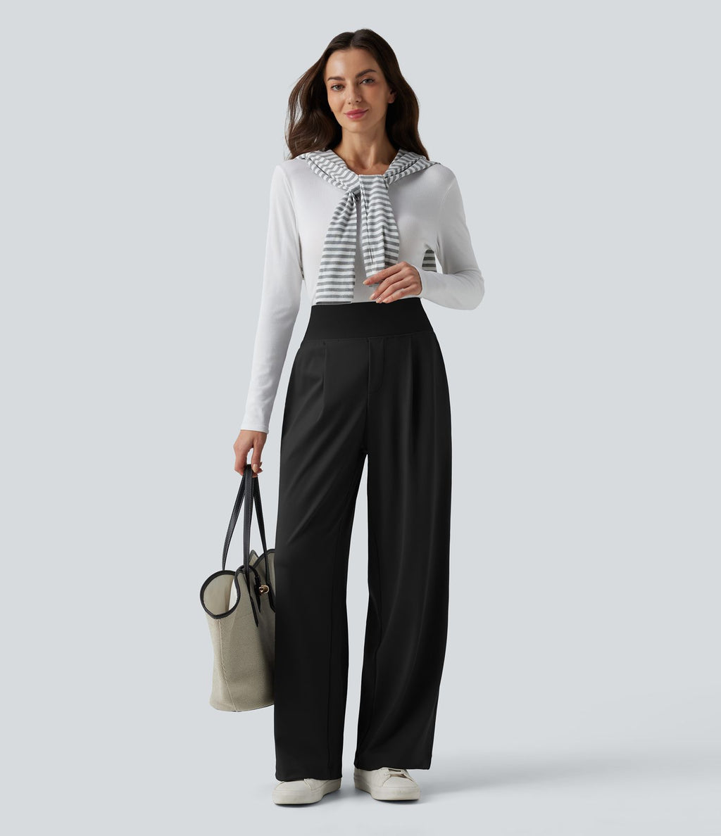 Pantalon tailleur jambes droites taille haute gainant Halara Flex™ DayStretch avec poches