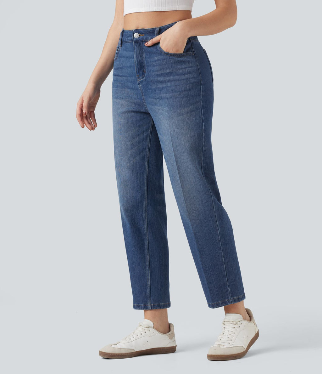 Jean droit 7/8 Halara Flex™ taille haute avec poches
