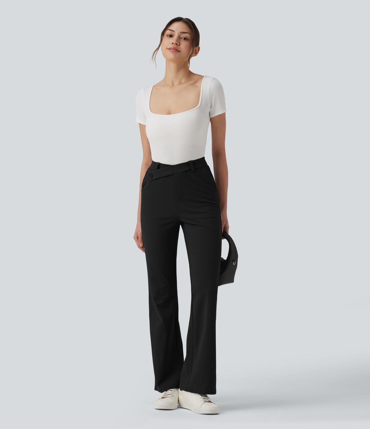 Pantalon tailleur Halara Flex™ évasé asymétrique taille haute avec poches