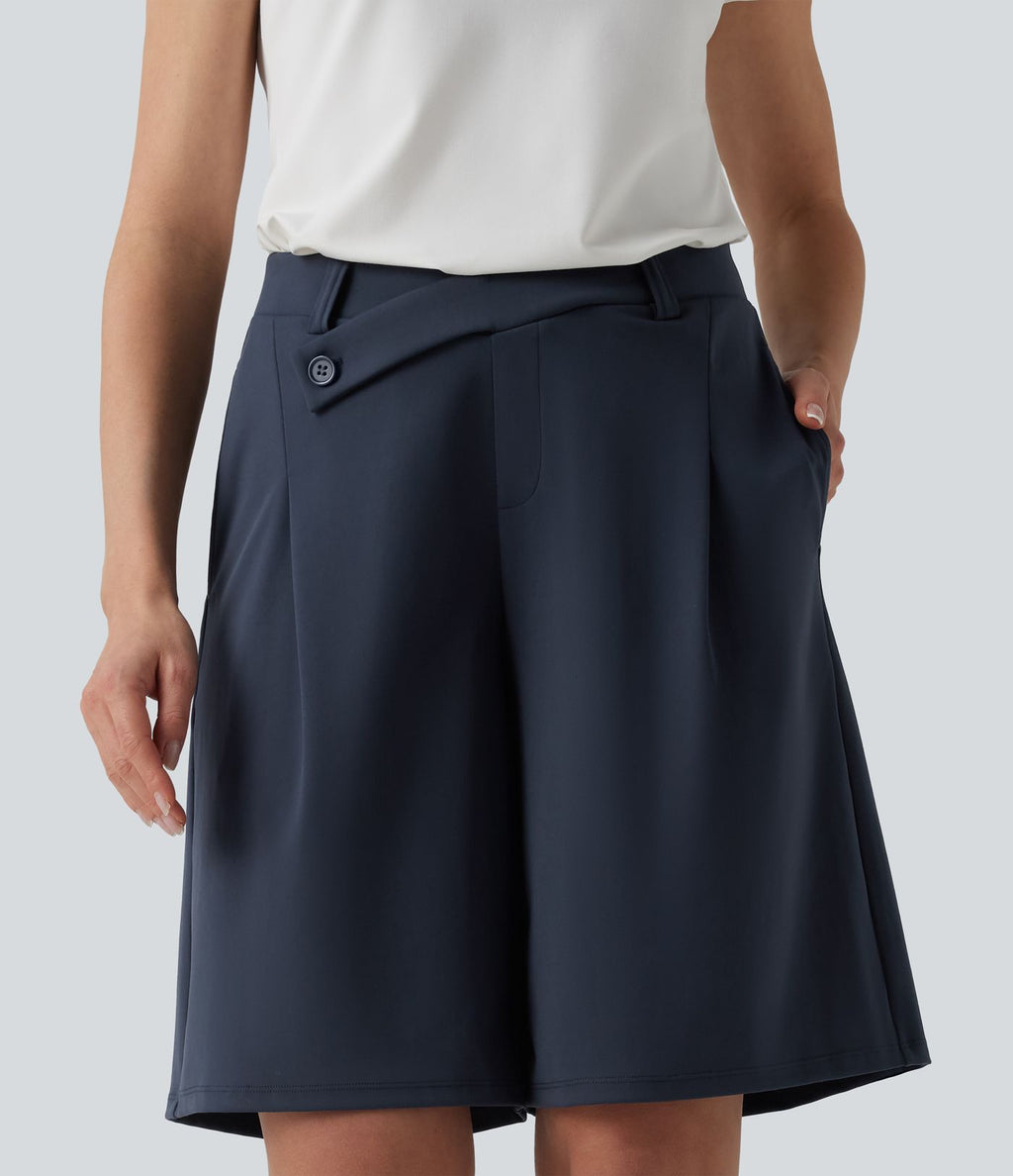 Short tailleur DayStretch mi-taille asymétrique 25 cm avec poches