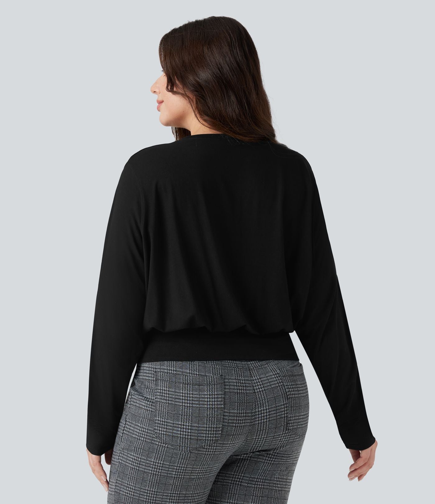 Top grande taille col rond manches longues