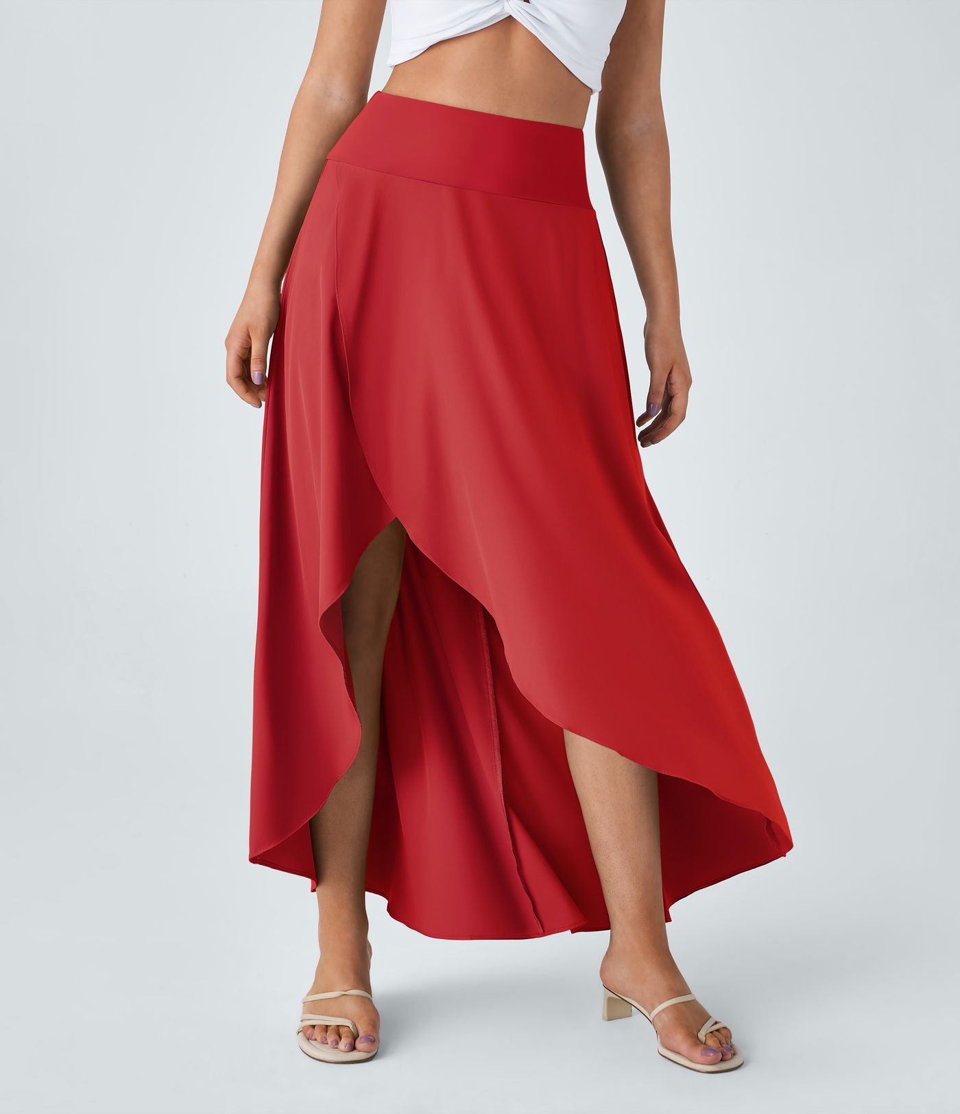 Jupe Longue Casual Breezeful™ Taille Haute à Volants 2en1 Fluide Sèchement Rapide Quotidien Maxi