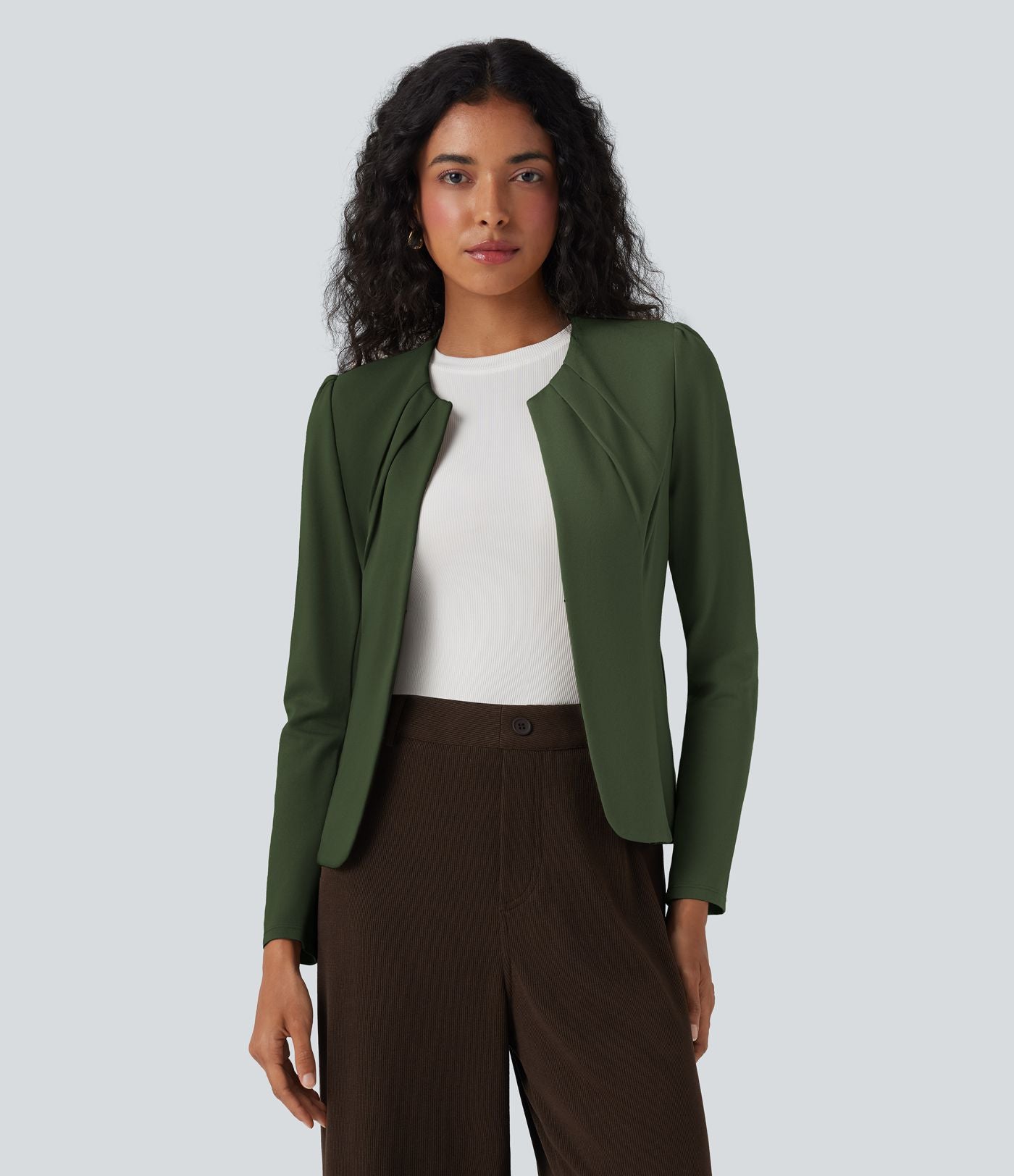 Blazer de travail col rond à agrafes