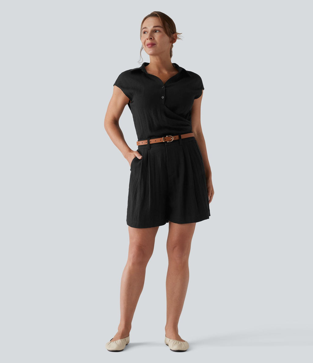 Short décontracté taille haute avec poches