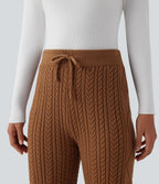Pantalon décontracté en maille taille mi-haute avec cordon de serrage