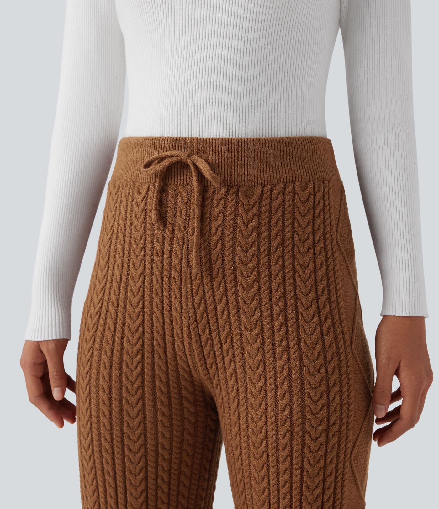 Pantalon décontracté en maille taille mi-haute avec cordon de serrage