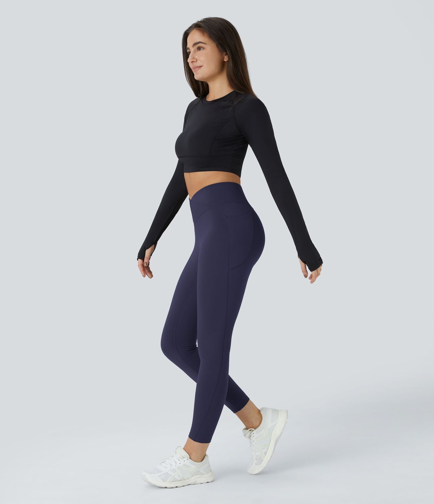 Softlyzero™ Polaire Legging Yoga à Taille Haute Thermique Croisée avec Poches Latérales