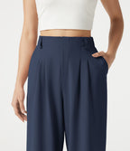 Pantalon tailleur cropped Halara Flex™ taille haute jambes larges en gaufré avec poches