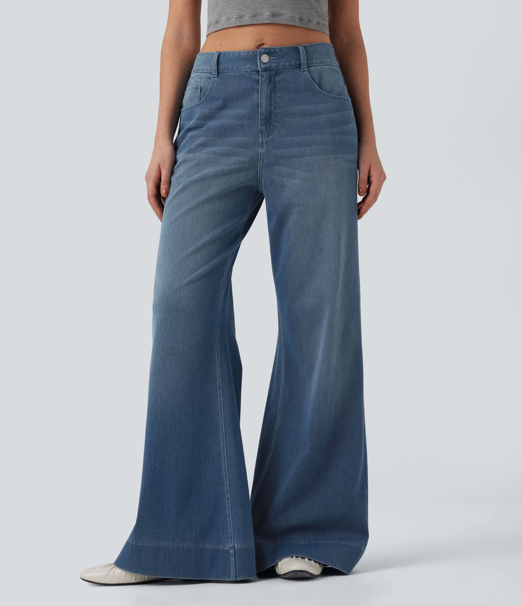 Jean décontracté Halara Flex™ taille mi-haute coupe évasée avec poches