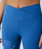 Legging yoga croisé taille haute avec mesh contrastant et boucle décorative DayStretch