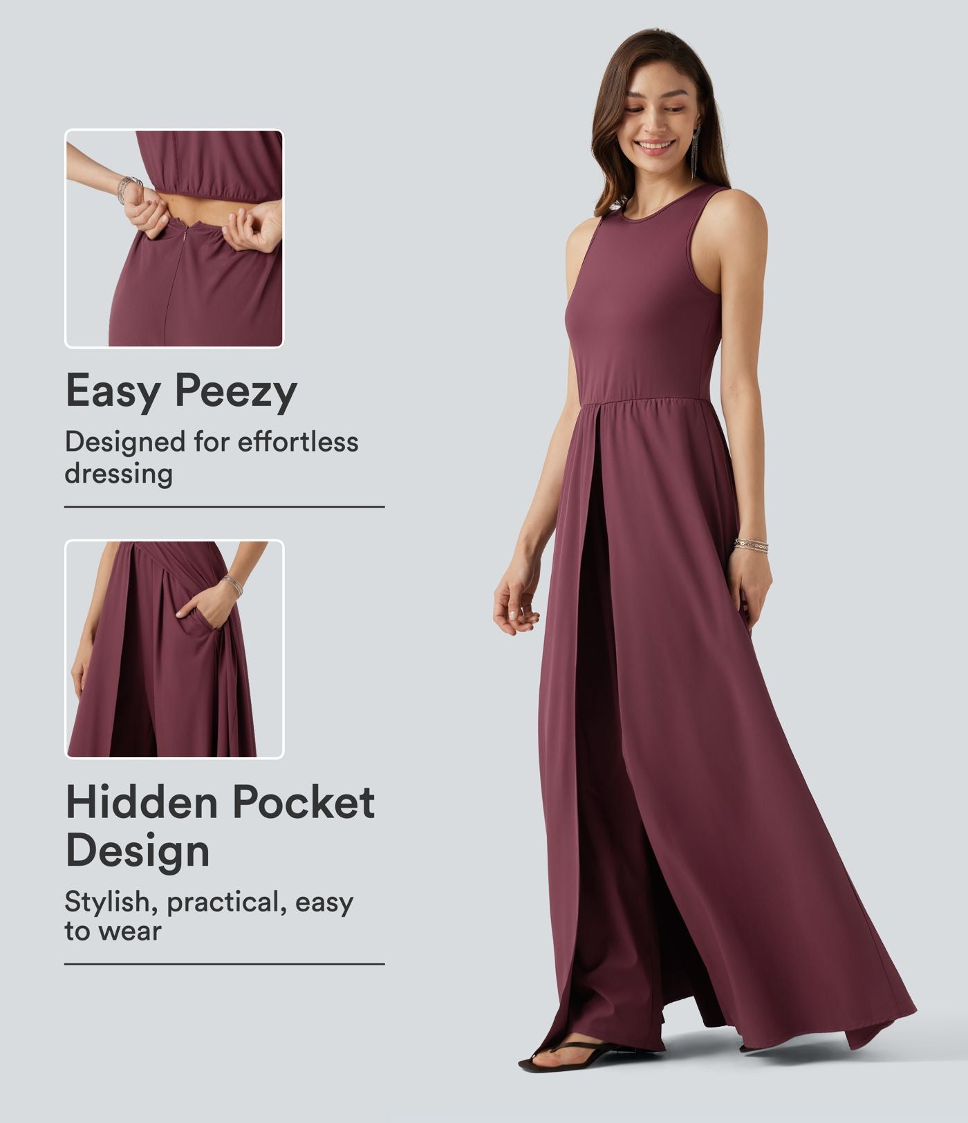 Combinaison sans manches à séchage rapide Breezeful™ avec poches - Édition Easy Peasy
