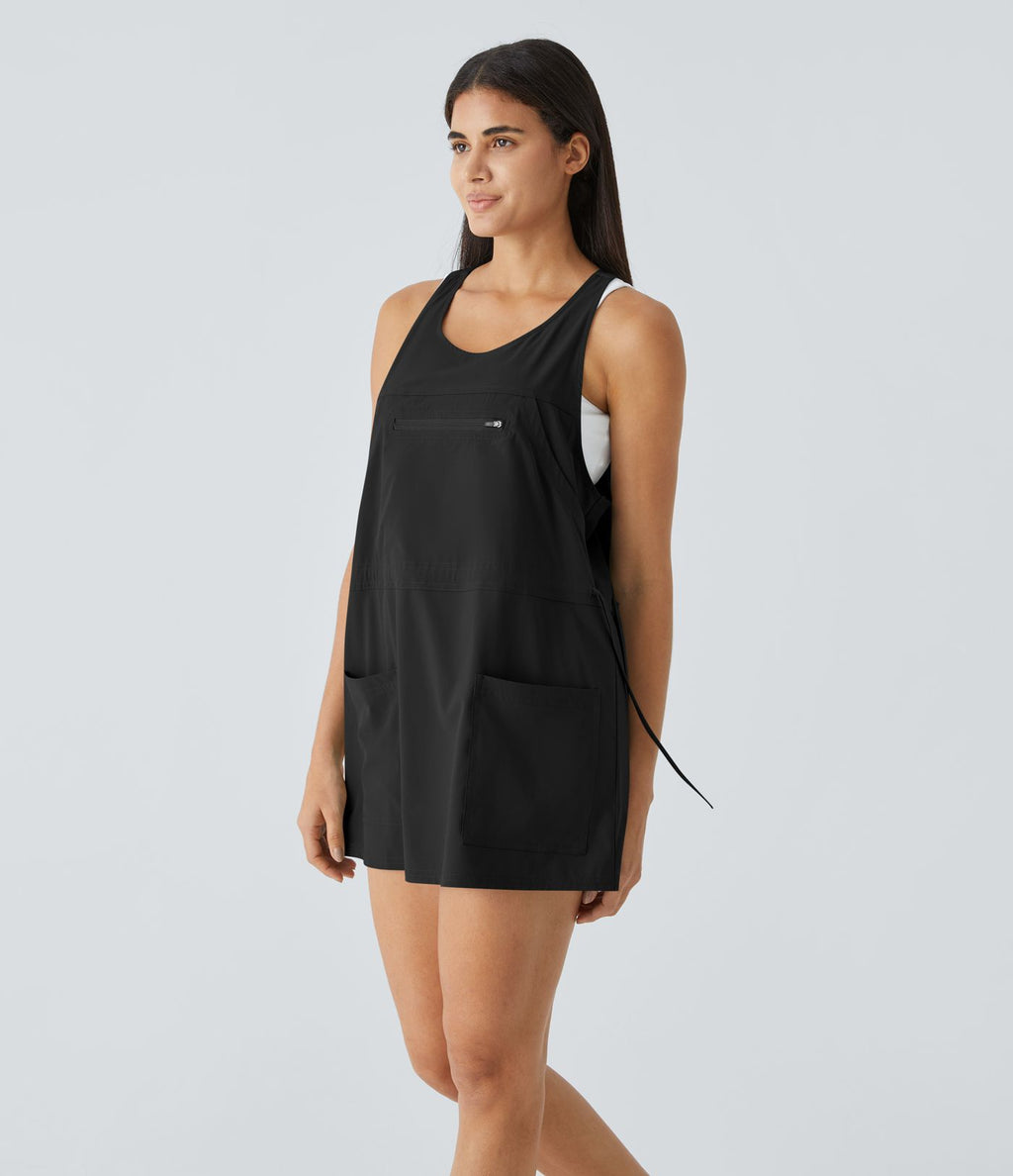 Breezeful™ Robe Sport Randonnée Mini Séchage Rapide 2 Pièces Dos Nu Poches Multiples Cordon de Serrage