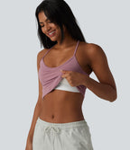 Débardeur décontracté col U dos en Y à effet frais InstantCool, ourlet arrondi et brassière intégrée à séchage rapide, protection solaire UPF50+