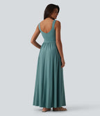 Robe longue fluide sans manches avec brassière intégrée (Bonnets E-G) et poches